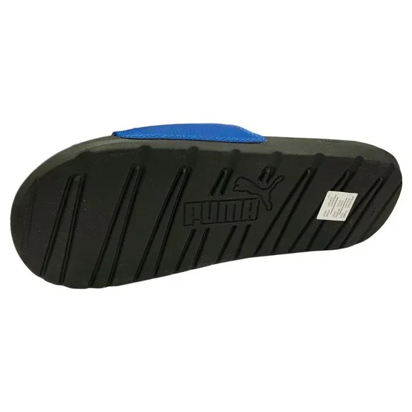 NWT PUMA AUTHENTIC COOL CAT MEN'S BLACK BLUE SLIP ON SLIDES SANDALS SIZE 7 - Picture 4 of 4